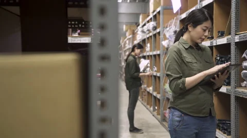 Good looking store worker woman count stock Stock Footage 133400937