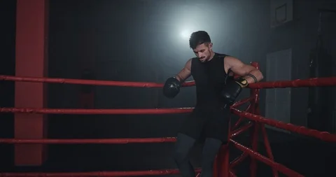 Good looking strong body guy in front of the camera get ready to start his Stock Footage 117054791