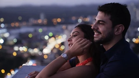 Good Looking Young Couple Share a Romantic Moment on a Rooftop 4k Stock Footage 96136715