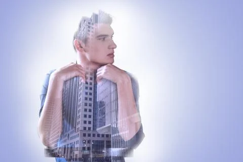 Good looking young man thinking about the city Stock Photos