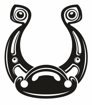 Good luck with black horseshoe. Flat design, amulet. Stock Illustration