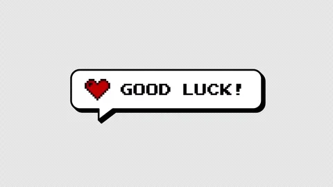 Good Luck! comment balloon in 8-bits pixel art neubrutalism style. Vídeo Stock 316774088