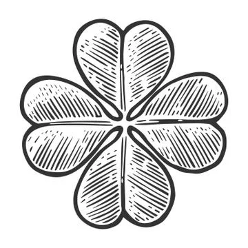 Good luck four leaf clover. Vintage vector engraving illustration for info gr Illustrazione stock