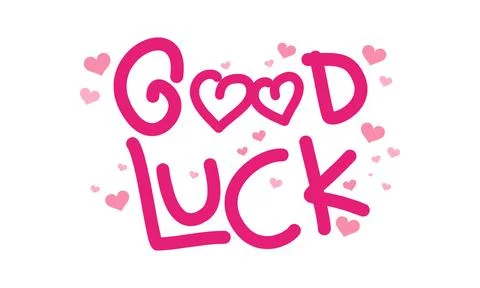 Good Luck Hand Lettering Typography with Hearts for Greeting and Decorative.. Stock-Illustration