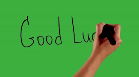 Good luck - Hand writing on green screen Stock Footage 33783522