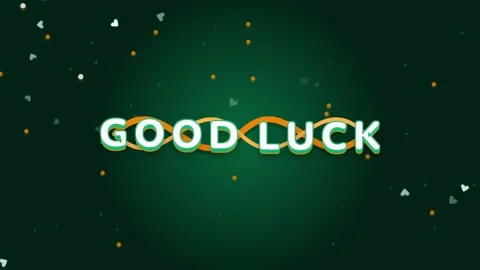 Good luck message with decorative elements on green background Stock Footage 344640472