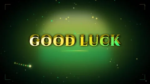 Good luck message with glowing text animation on green background Stock Footage 344643980