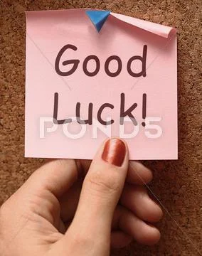 Good luck message shows best wishes Stock Photos