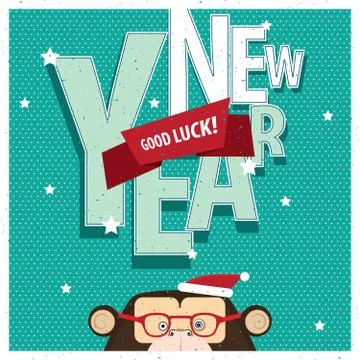 Good Luck New Year with monkey Stock Illustration