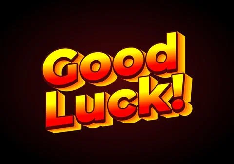 Good luck. Text effect in 3D look. Gradient yellow red color. dark red back.. Illustrazione stock