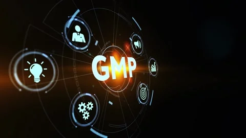 Good manufacturing practice certification quality control on virtual screen.  스톡 동영상 189992074