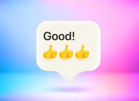 Good message concept. Chat bubble with cute emojis. Vector 3d illustration Stock Illustration