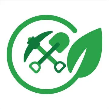 Good mining practice green eco environmental friendly pickaxe and shovel wi.. Stock Illustration