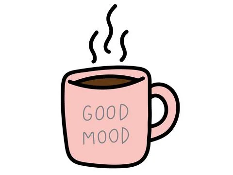 Good Mood Coffee Mug Hand Drawn Illustration Stock Illustration