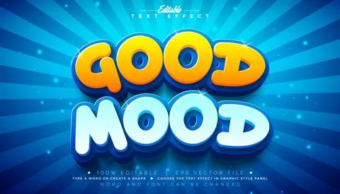 Good Mood Editable Text Effect Design Vector Graphic Style with Classic Retro Illustrazione stock