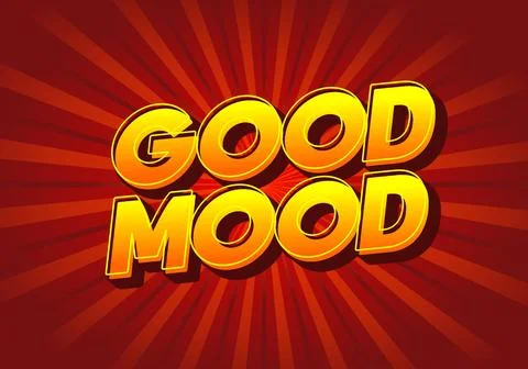 Good mood. Text effect in 3D look with gradient purple yellow color Illustrazione stock