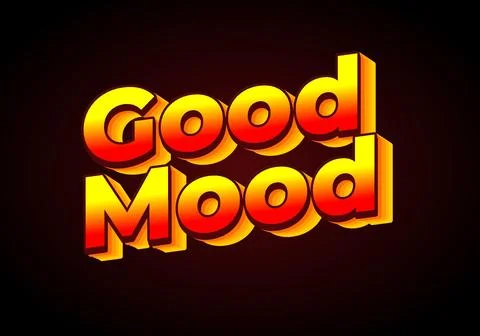 Good mood. Text effect in 3D look. Gradient yellow red color. dark red back.. Stock Illustration