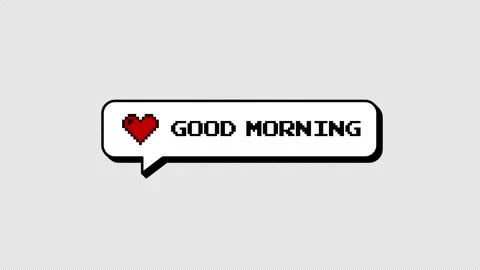 Good Morning 8-bits pixel art comment balloon, neubrutalism style. 스톡 동영상 316774109