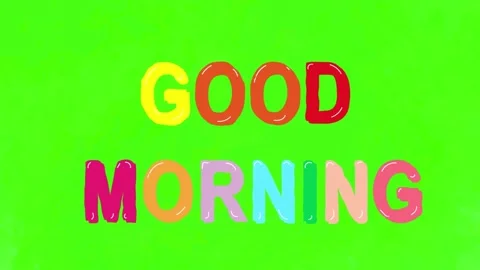Good morning in Bubble Text Effect on Green Background Stock Footage 309425844