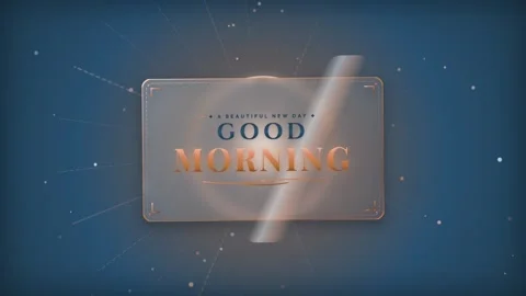 Good morning message with design elements on blue background Stock Footage 344634277