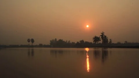 Good morning sunrise with reflection light Stock Footage 73211253