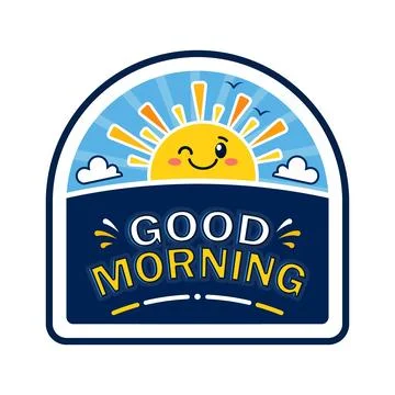 Good morning text and clouds Illustration