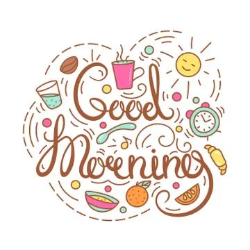 Good Morning text Stock Illustration