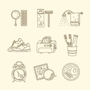 Good morning thin line vector icon set Stock Illustration