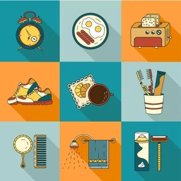 Good morning thin line vector icon set Stock Illustration