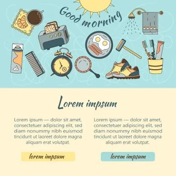 Good morning thin line vector template Stock Illustration