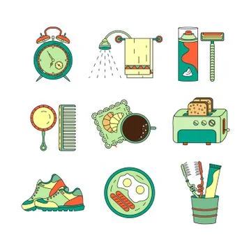 Good morning thin line vector icon set Stock Illustration