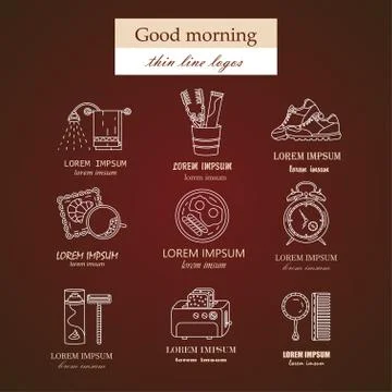 Good morning thin line vector icon set Stock Illustration