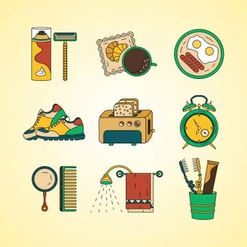 Good morning thin line vector icon set Stock Illustration