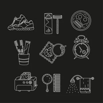 Good morning thin line vector icon set Stock Illustration