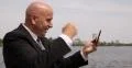 Good News Earning Money Profit Business Outside Office Businessman Using Tablet 4k or 4k+ Resolution