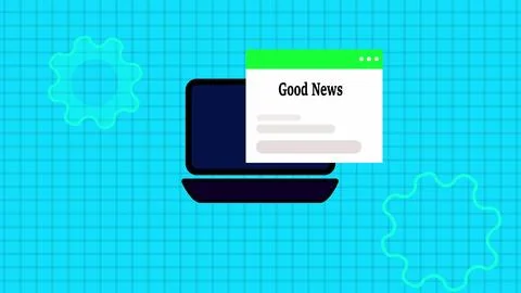 Good news text isolated digital technology notification message page on lap.. Stock-Illustration