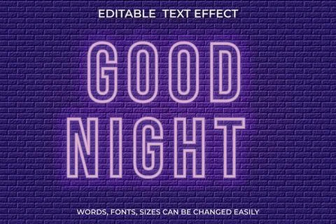 Good night 3d editable text effect Stock Illustration