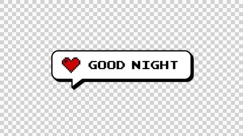 Good Night 8-bit pixel art style comment balloon on green screen Stock Illustration