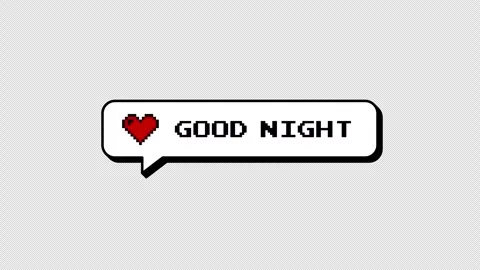 Good Night 8-bits pixel art comment balloon. Neubrutalism style. Stock Footage 316774120