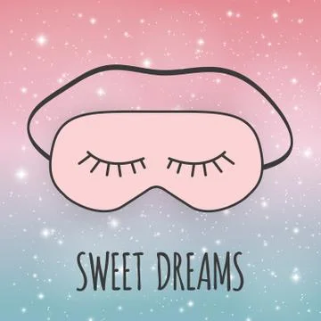 Good Night Abstract Background with Funny Sleeping Mask. Vector Illustration Stock Illustration