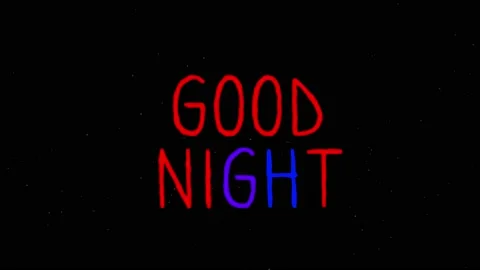 Good Night Colorful Flickering Text on a Black Background Stock Footage 207014170