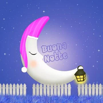 Good night with moon Ilustração Stock