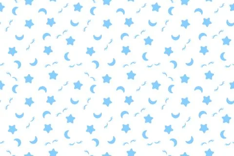 Good night pattern. Seamless print. White background. Vector illustration. Blue Stock Illustration