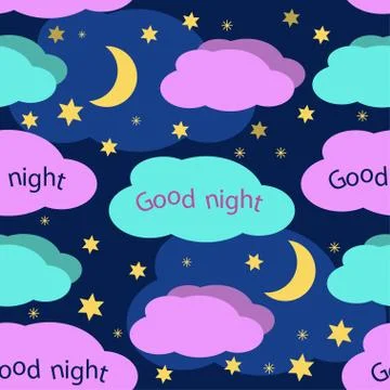 Good Night seamless pattern Stock Illustration