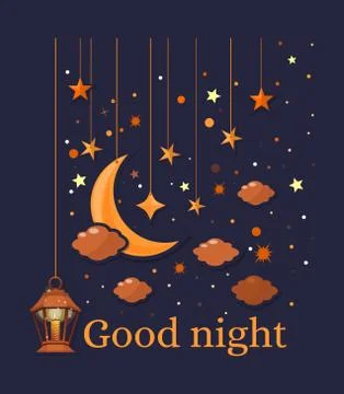 Good night. Sleeping time design. Vector card Stock Illustration