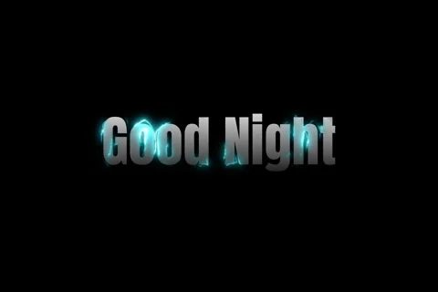 Good night text with cool silver color and blue glow on a dark screen Video stock 320209230