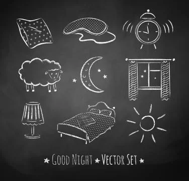 Good night vector sketchy set Stock Illustration