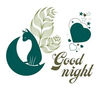 Good night vector typographic greeting card design. Abstract good night typ.. Stock Illustration