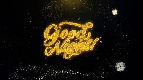 Good Night Written Gold Particles Exploding Fireworks Display Stock Footage 106955282