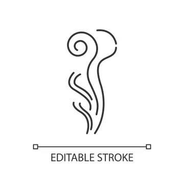 Good odor pixel perfect linear icon. Perfume scent swirl. Flavored fume smell Stock-Illustration